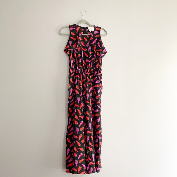 Kate Spade Hot Pepper Silk Jumpsuit Size 4 - Picture 4 of 9